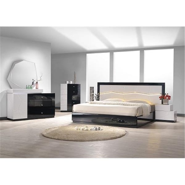 J&M Furniture J & M Furniture 17854-DM Turin Dresser & Mirror - Light grey & Black Lacquer 17854-DM - main
